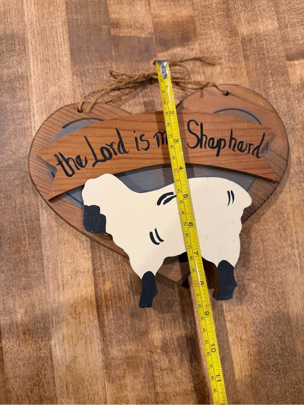 The Lord Is My Shepherd Wooden Sheep Wall Decor - Cream and Brown
